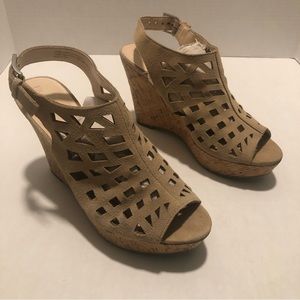 Franco Sarto Wonens Brown Wedge Jute Shoes Sassy
